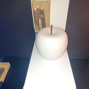 MEDIUM SIZED HANDMADE "WHITE" PORCELAIN APPLE DECOR WITH MATTE FINISHED PAINT